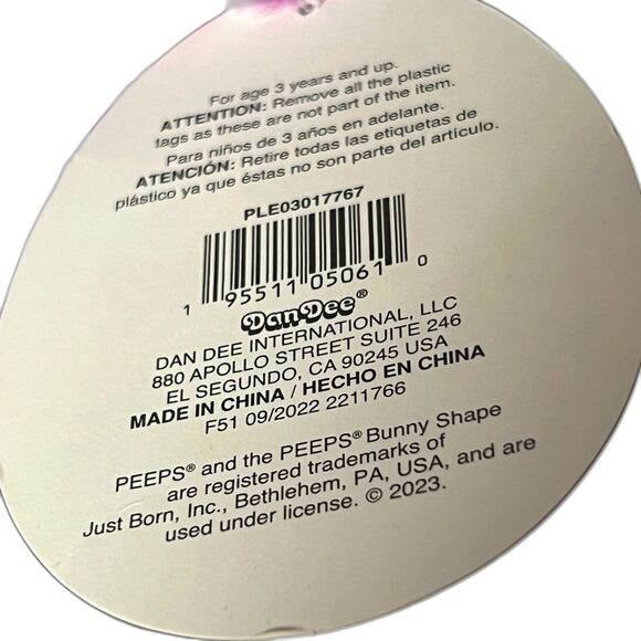 Peeps Glow in the Dark Bunny Plush Pastel Easter Stuffed Animal Rainbow RARE NWT - Picture 3 of 3